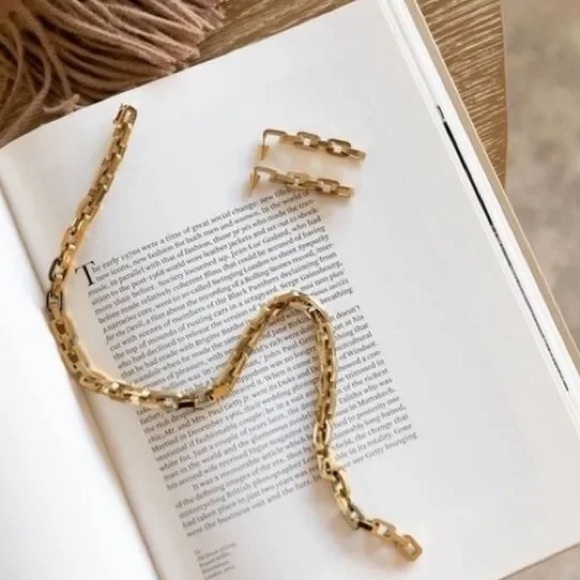 NEW Eddie Borgo Gold Supra Chain Link Post Earrings 2” Drop 12k Gold Vermeil - Picture 6 of 10